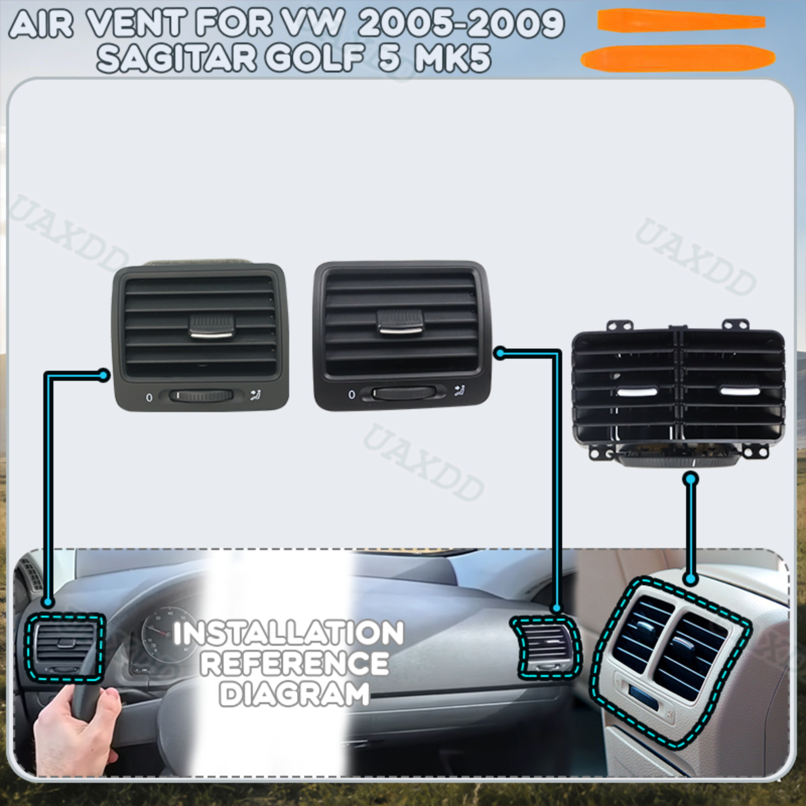 Golf Equipment Outlet - 2005-2009年式 フォルクスワーゲン サギター ゴルフ5 MK5用 エアコン吹き出し口グリル