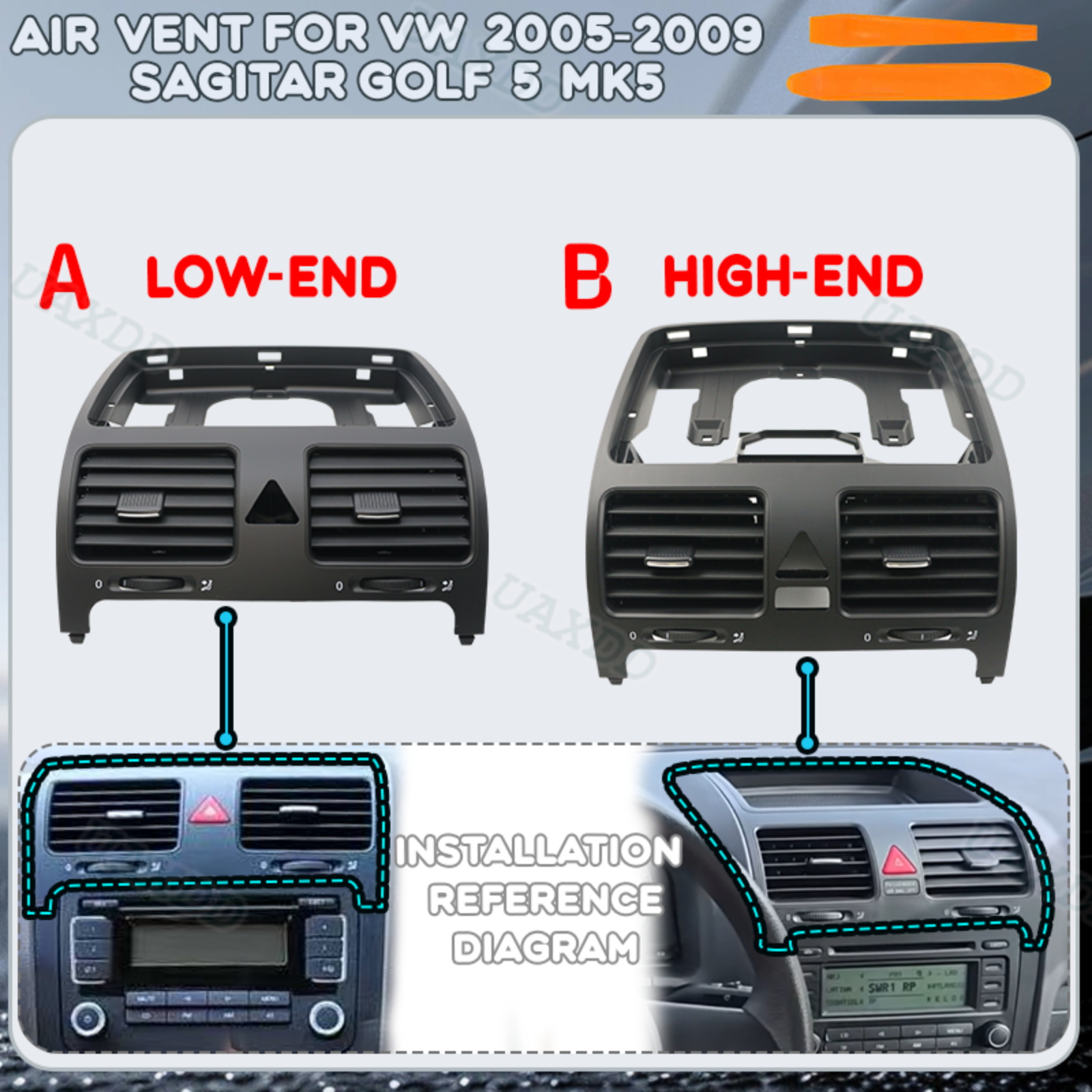 Golf Equipment Outlet - ACエアコン組立換気装置自動車グリルベントアウトレットキット VW 2005-2009 サギター ゴルフ5 Mk5