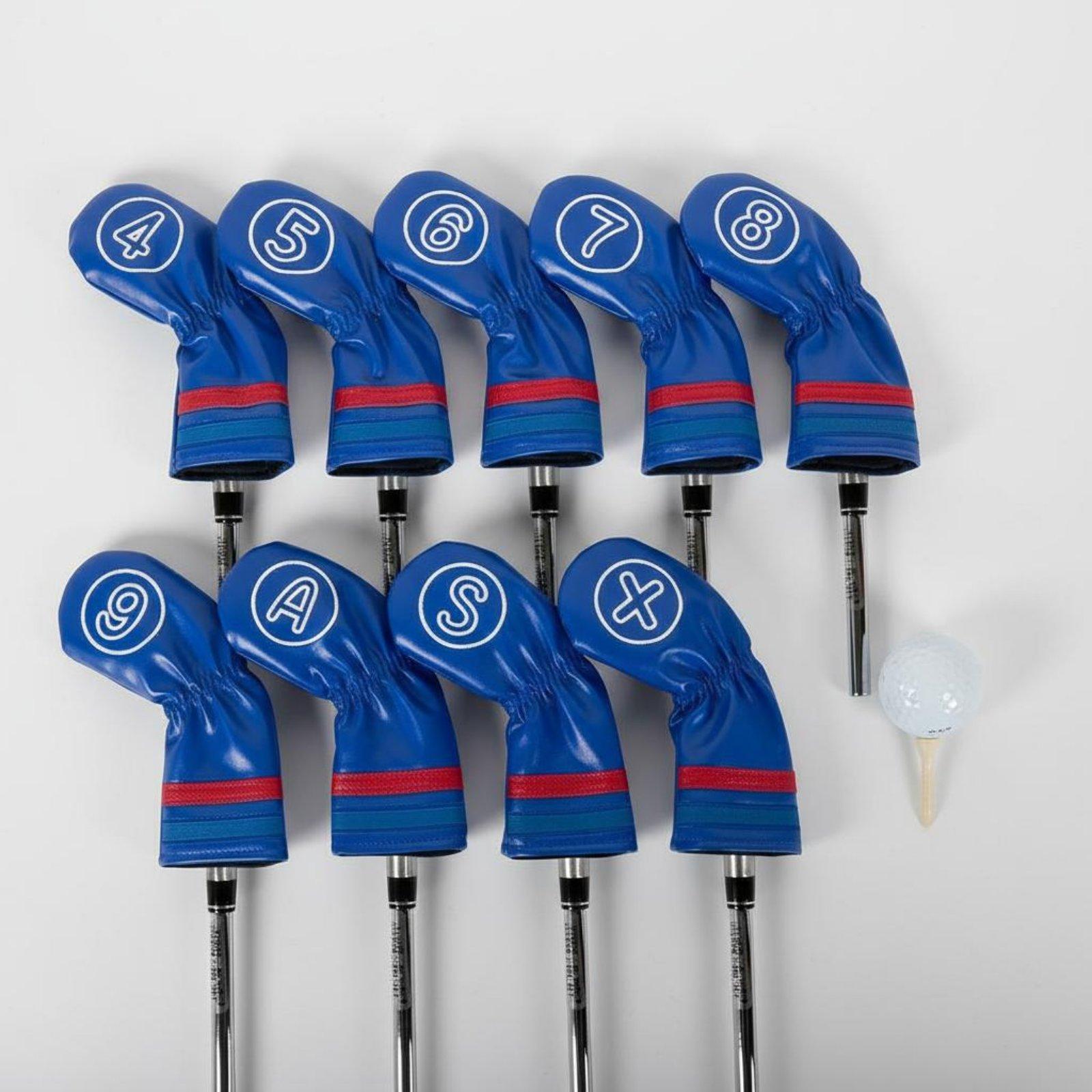 Golf Club Iron Set - ゴルフクラブアイアンカバーセット 厚手のプラッシュ裏地付きレザーヘッドカバー ゴルフアクセサリーとクラブ保護用