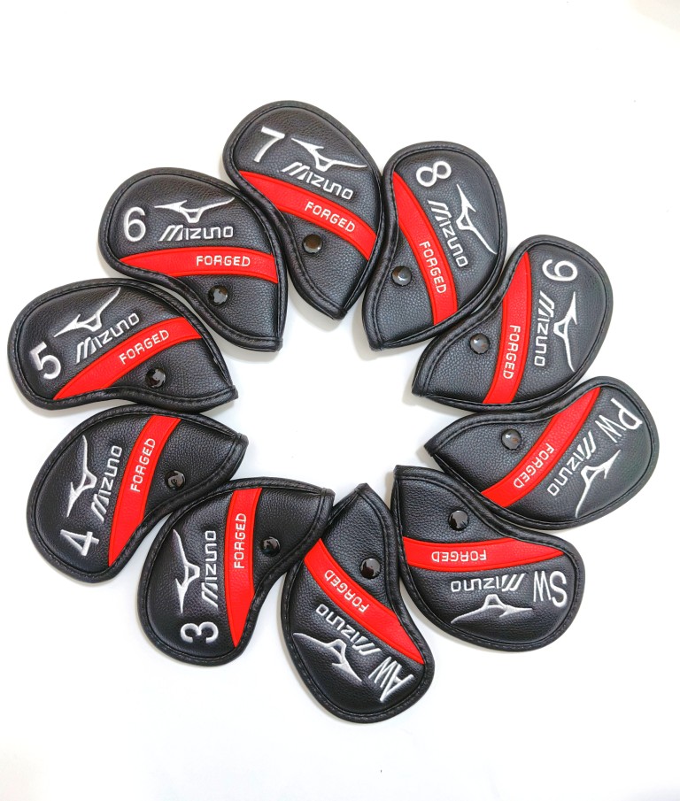 Golf Club Iron Set - ミズノゴルフクラブカバープレミアムPUレザーアイアンウッドパターヘッドカバーセットユニセックス防水保護具アクセサリー