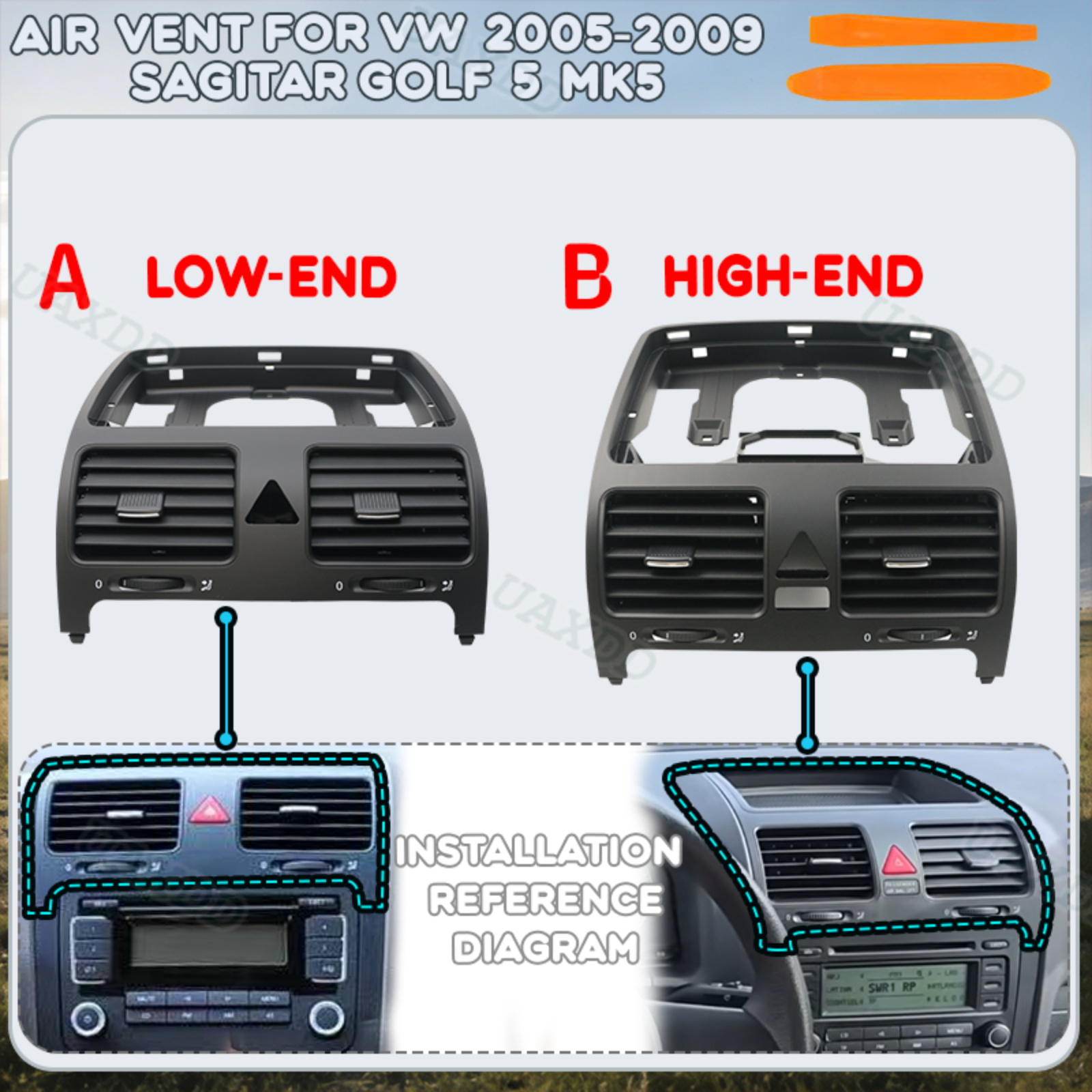 Golf Equipment Outlet - 換気装置ノズルキット自動車グリルベントアウトレットエアコンアセンブリ VW 2005-2009 ゴルフ 5 Mk5