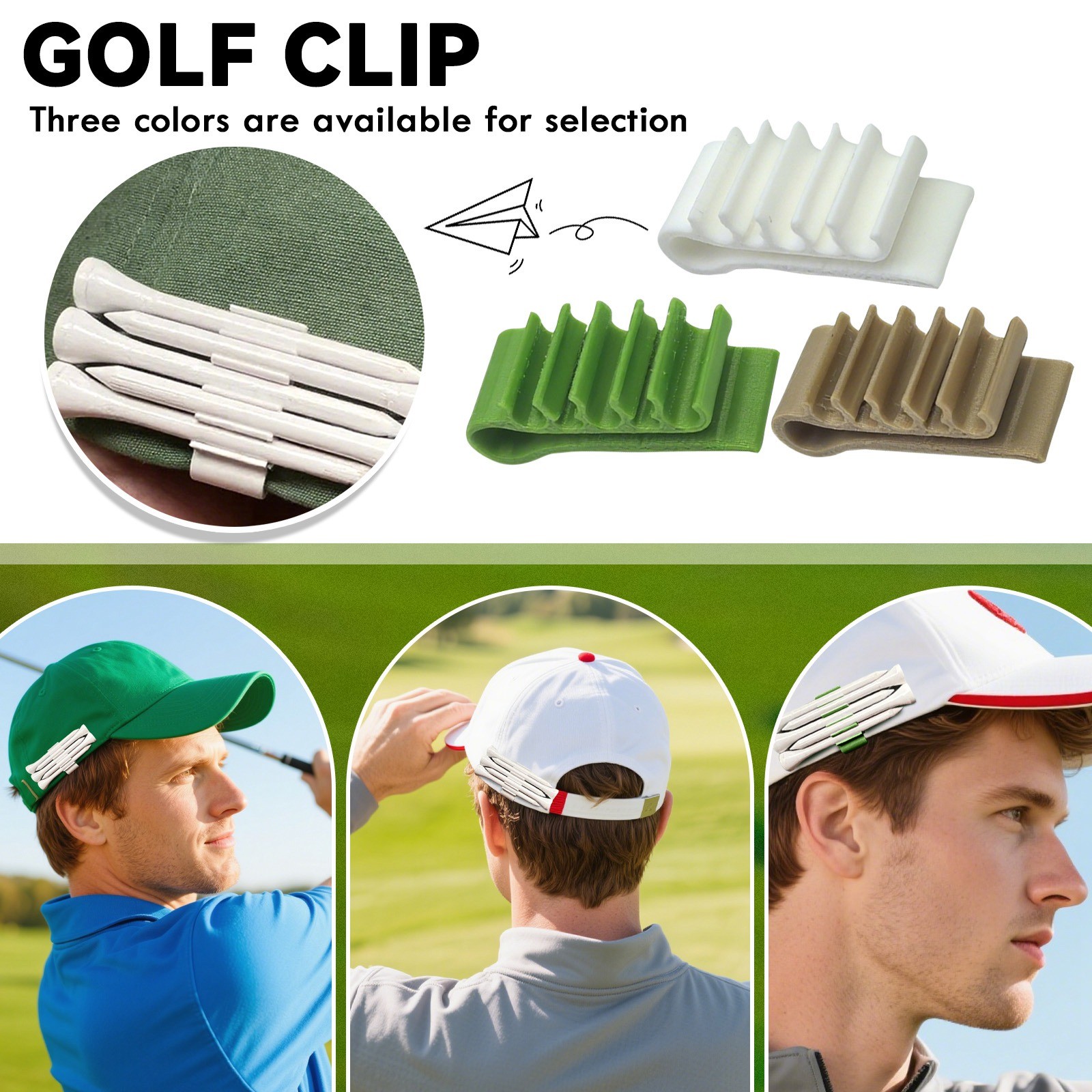 Golf Equipment Holder - ハットクリップ ゴルフシートホルダー つば付き帽子に適合 バイザーにフィット ゴルフシート5個を収納 クイックアクセス