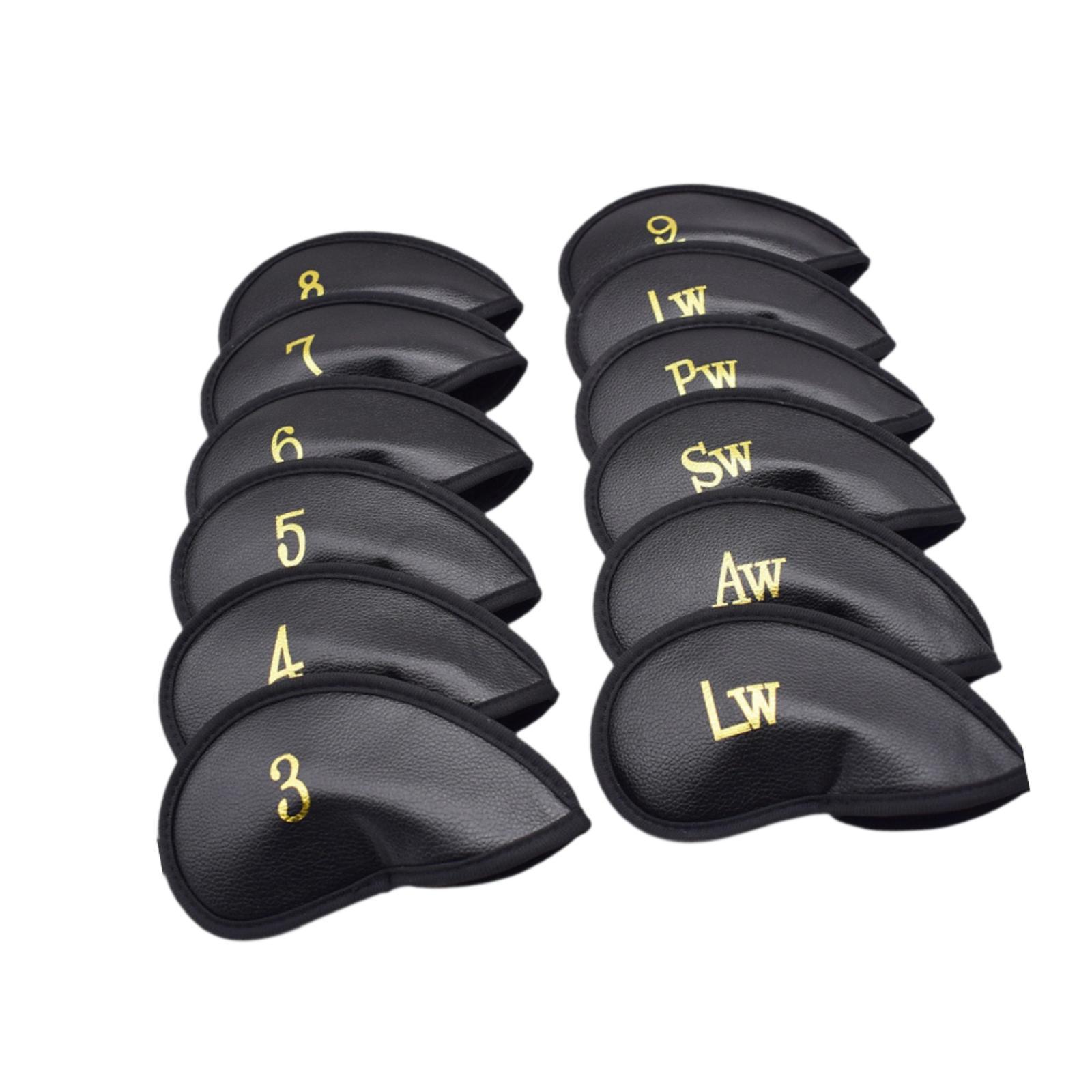 Golf Club Iron Set - ゴルフアイアンヘッドカバー 12ピースセット PUレザープロテクター アイアンクラブスリーブ ゴルフ用品アクセサリー用