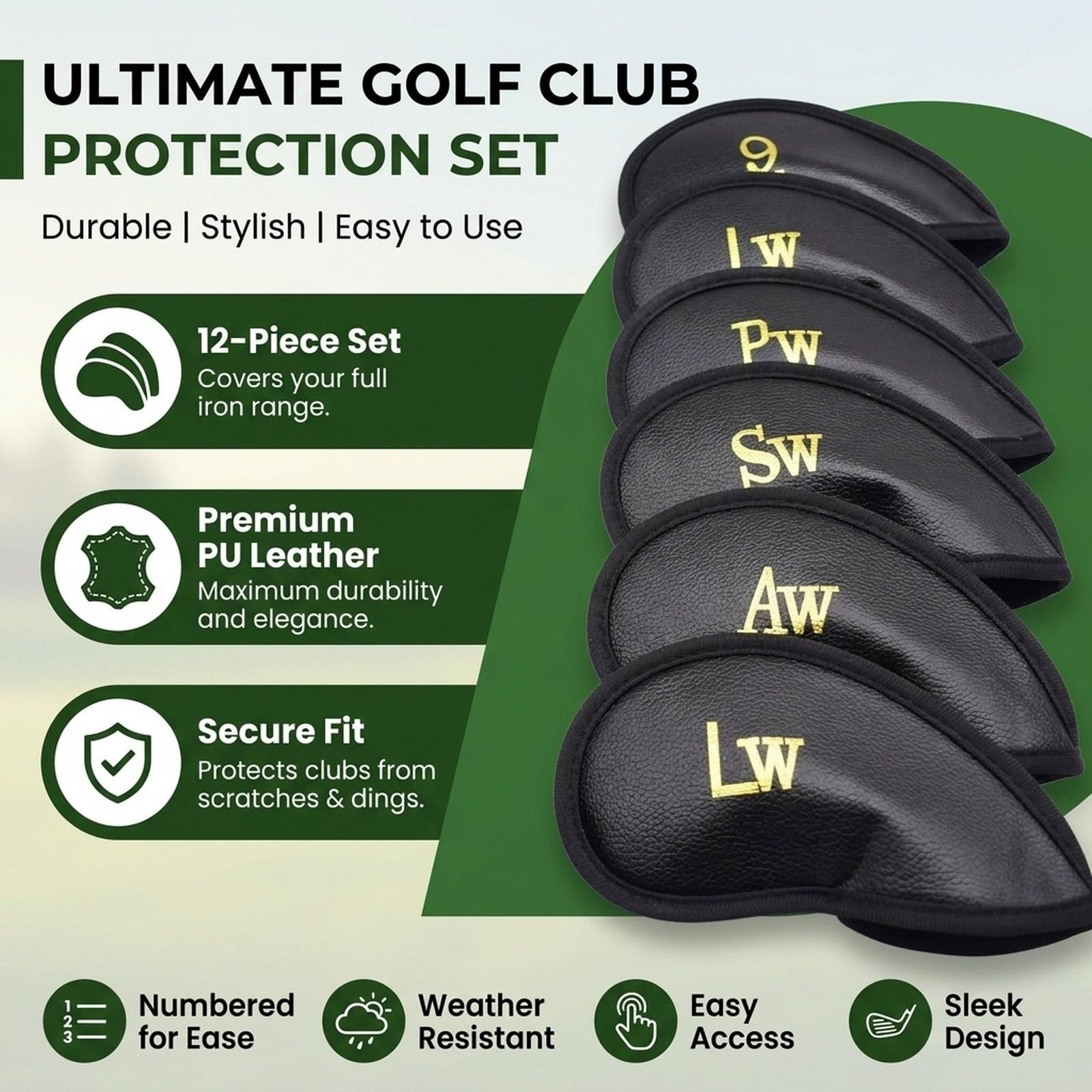ゴルフアイアンヘッドカバー 12ピースセット PUレザープロ - Golf Club Iron Set のレビューと価格